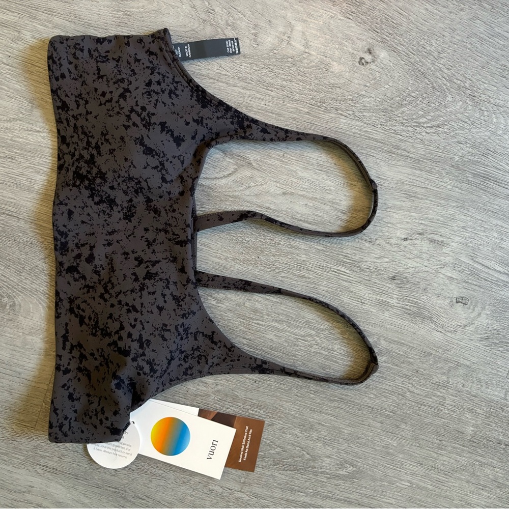 Black Patterned Sports Bra